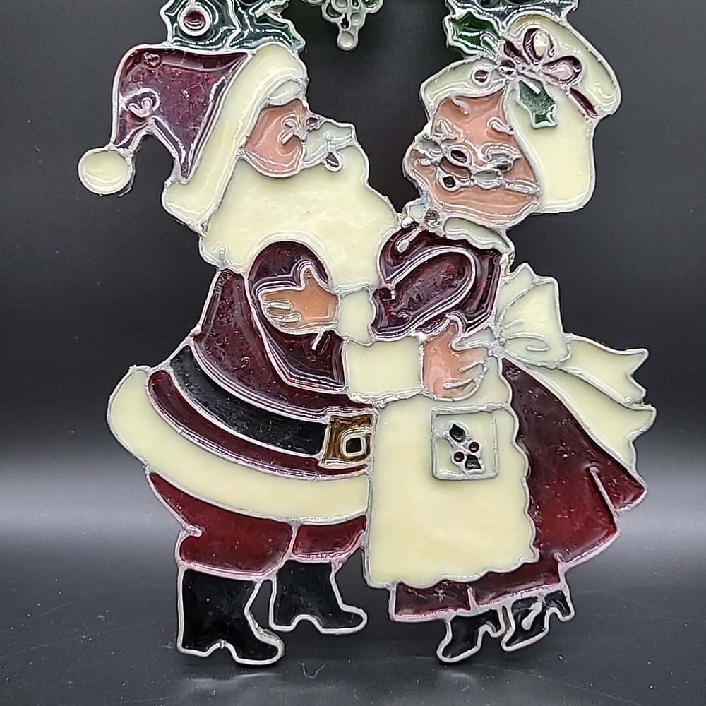 Vintage Kurt S Adler 12" Santa and Mrs Claus Stained Glass Window Hanging 1979‎ - Picture 3 of 11
